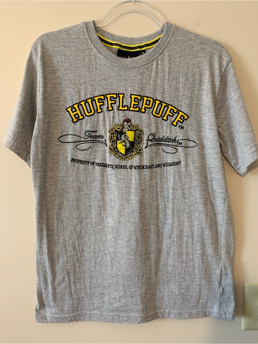 Hufflepuff Gray Short Sleeve Tee - Licensed Hogwarts Team Shirt